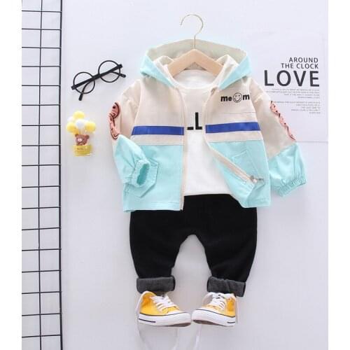 Childrens Clothing Boy Autumn Suit 2020 New Baby Spring Fashion Hooded Zipper Coat Top Pants Children Clothes