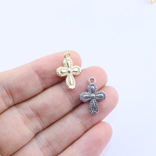 Eruifa 20pcs 13*15mm Cross Gold/Silver Plated Bee Zinc Alloy Charms Pendant Jewelry DIY Necklace Bracelet Earrings 2 Colors