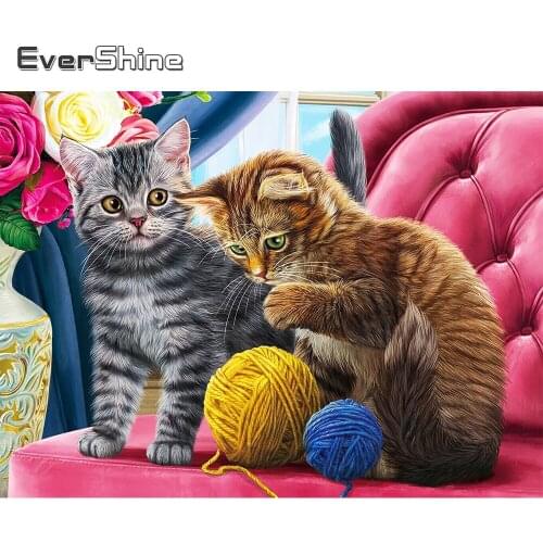Evershine Diamond Painting Cat Animal 5D New Arrival Diamond Embroidery Sale Cross Stitch Rhinestone Mosaic Art Home Decor Gift