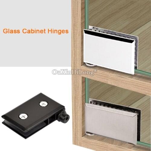 Brand New 2Pairs Glass Cabinet Door Hinges Shopping Mall Jewelry Display Wine Cabinet Hinges Install Up and Down