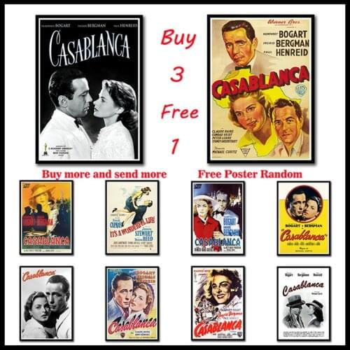 Hollywood classic love Film Casablanca Coated paper Poster Wall Stickers Home Decoration Modern Style Frameless