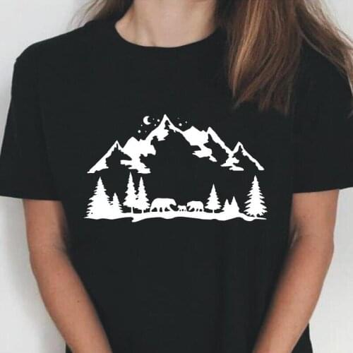 Harajuku Shirt Tee Shirt Femme Mountain Hiking Camping Girl T Shirt Women Tops Funny Summer Casual Plus Size Camisas De Mujer