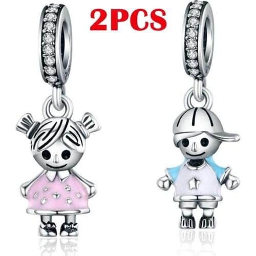 Exquisite Fashion Men and Women Creative Boy & Girl Pendant Charm Fit Beads Wedding Jewelry Bracelet Necklace Necklace Pendant