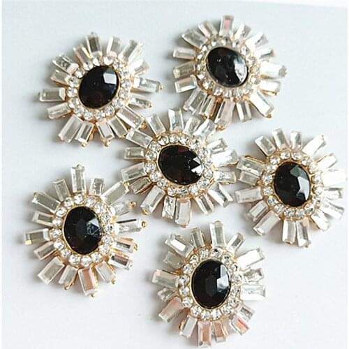 5pcs/lot 22*23mm Round Rhinestone Buttons Flatback Decorative Wedding Invitation Girl Jewelry Hair DIY Accessories scrapbooking