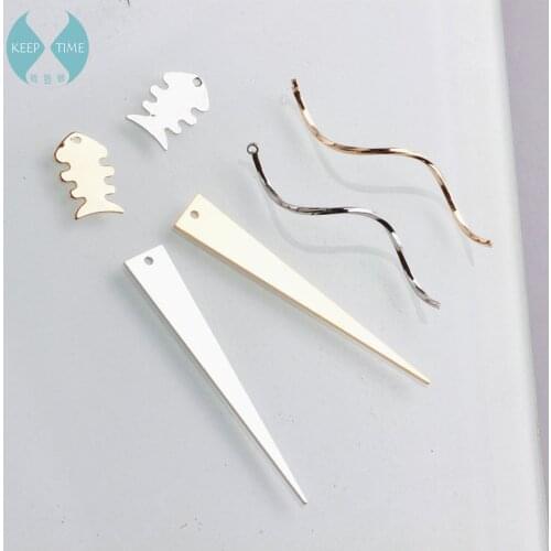 Copper DIY handmade earrings long temperament material sliver triangle fish wave curved fringe Earrings accessories
