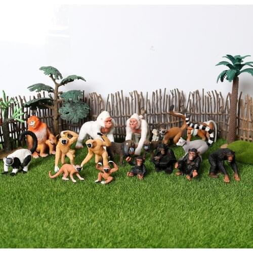 Simulation Various chimpanzee,Monkeys,Gorillas,mandrill Figurines Animals Miniature Model Figure Cake Toppers Birthday Gift