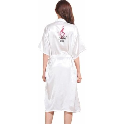 Fashion Dressing Gown For Women Bride Silk Satin Long Bride Robes Mid-Calf Kimono Night Robe Flower print Bathrobe