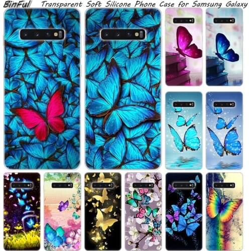 Cute Butterfly Flower Soft Silicone Case For Samsung Galaxy S10 S9 S8 Plus S7 Edge A6 A8 Plus A7 A9 2018 A5 2017 Fashion Cover