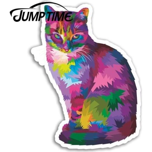 Jump Time for Neon Abstract Cat Vinyl Stickers Kitten Sticker Laptop Luggage Camper Window Bumper Motor Decal Car Wrap