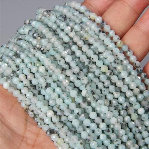 Small Natural Faceted Blue Jaspers Stone Seed Beads Loose Spacer Gem Beads Charm For Bracelet Necklace Jewelry Making 3MM 4mm