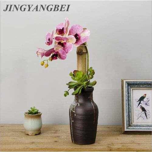 Real Touch Butterfly Orchid Artificial Flowers For Home Hotel Tea Room Decoration Fake Flower 6 Heads 70cm wedding