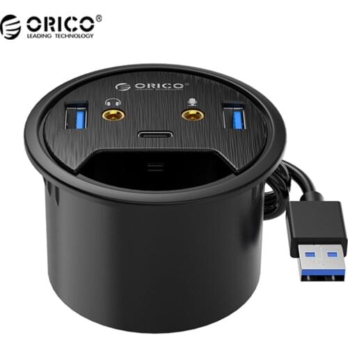 ORICO Desktop Grommet USB 3.0 HUB Type-C Audio Port Desk Mount Dongle Splitter Multi-Function Power Table Mounting Adapter