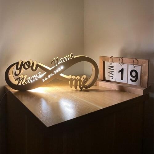 Personalized Wedding Gift For Couples,Wooden LED Letters Decorative Night Lamp Light,Custom Name & Date,Anniversary Souvenir