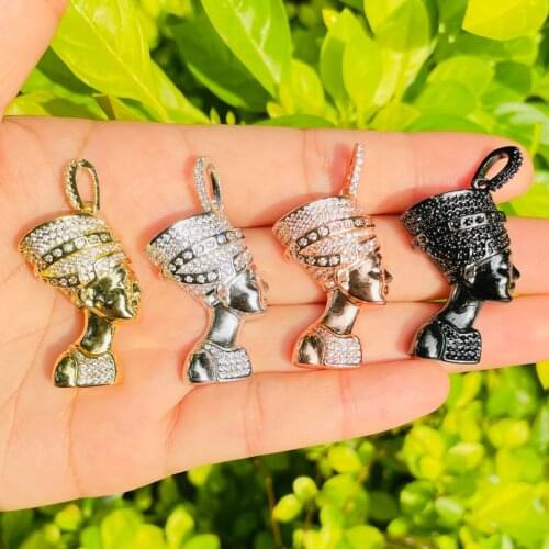 5pcs 3D Egyptian Queen Nefertiti Pendant Charm for Women Bracelet Necklace Making Religious Jewelry DIY Accessories Wholesale
