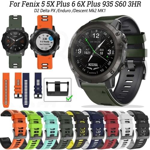 22 26mm Smart Watch Band Silicone Quick Release Replacement Strap For Garmin Fenix 6 6X Pro 5 5X Plus 3 HR Enduro Mk1 Wristband