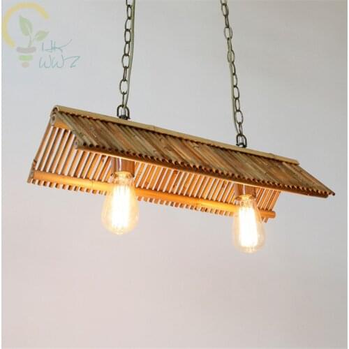 Rural Pendant Lamp Personality Restaurant Lving Room Decoration Light Handmade Bamboo Weaving E27 Pendant Lights