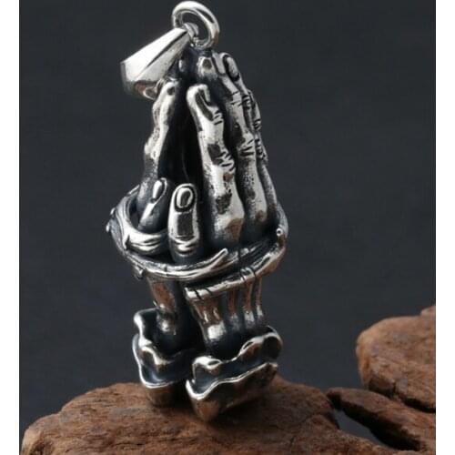 925 sterling Silver pendant charm pray hand jewelry for men women gift A2812
