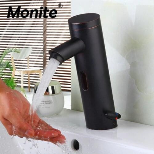Black Bathroom Sense Faucet ORB Black Wash Basin Tap Automatic Sensor Faucet Inductive Basin Sink Water Tap Mixer Tap Faucet