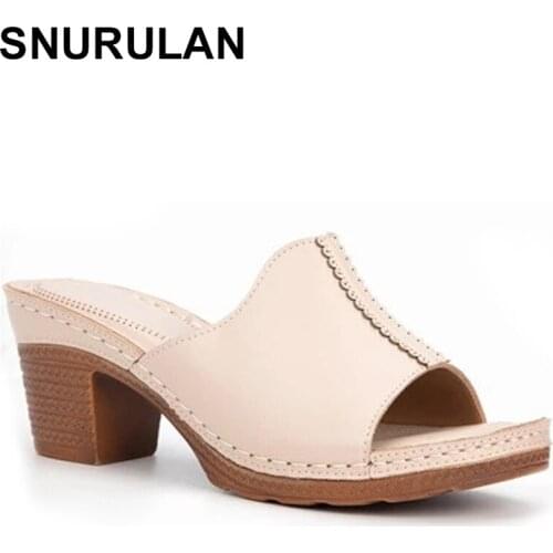 SNURULANWomens High Heels Slippers Open Toe Slippers Shoes on Heels Women Casual Holiday Outdoor Heeled Slippers Ladies Sandals