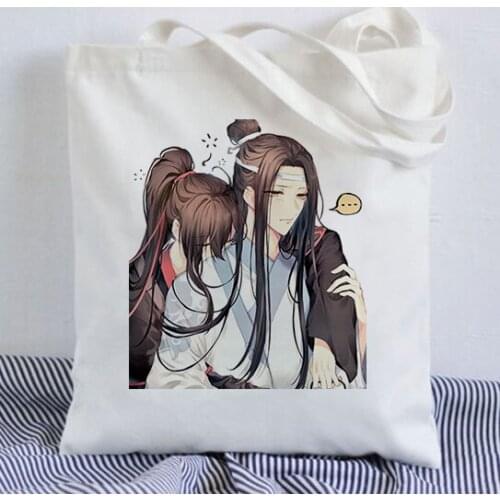 Anime Mo Dao Zu Shi Tote Bag Women Canvas Fabric Bags Eco Reusable Shopping Bags Traveling Beach Casual Useful Shoulder Bag