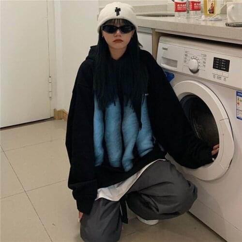 Women Hoodies Oversized Black Hoodies For Teen Girls Spring Autumn Hooded Sweatshirt Loose Tops Pullover Plus Size Streetwear