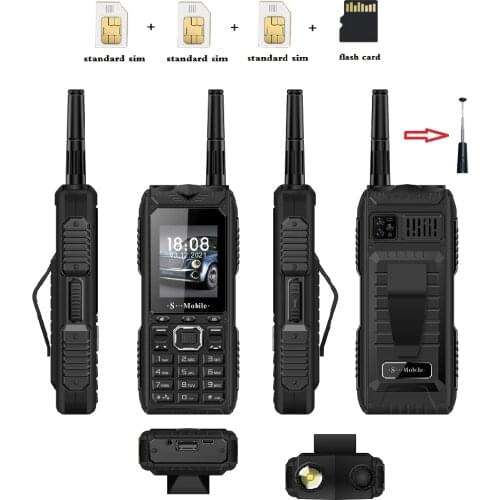 Good SignalDurable Outdoor Large Power Mobile Phone Flexible Antenna 3 Three Sim Cards Powerbank Whatsapp Quick Dial Torch