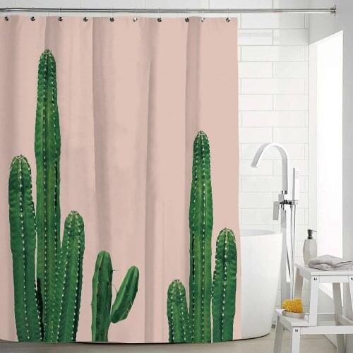 3D Digital Printing Shower Curtain for Bathroom Tropical Plants Cactus Print Bathtub Curtains Polyester Green Shower Curtain