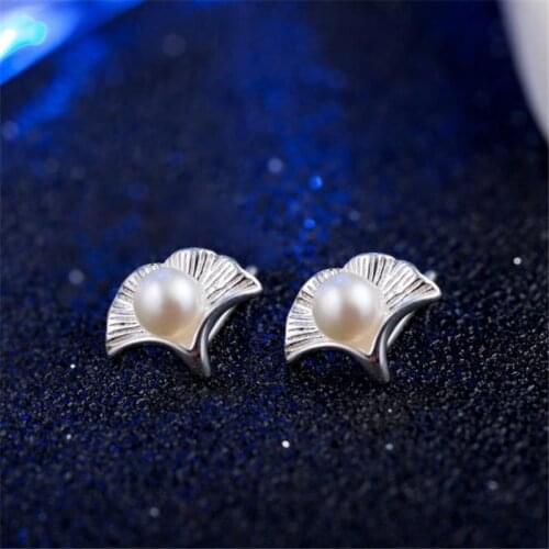KOFSAC Unique Scallop Shaped Female Stud Earrings Jewelry 925 Sterling Silver Earring For Women Wedding Party Girl Lady Gift
