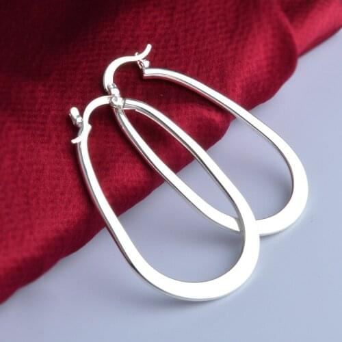 925 Sterling Silver Hoop Earrings For Women Simple Circle Ornament Ear Wedding Engagement Jewelry Gifts Sterling-Silver-Jewelry