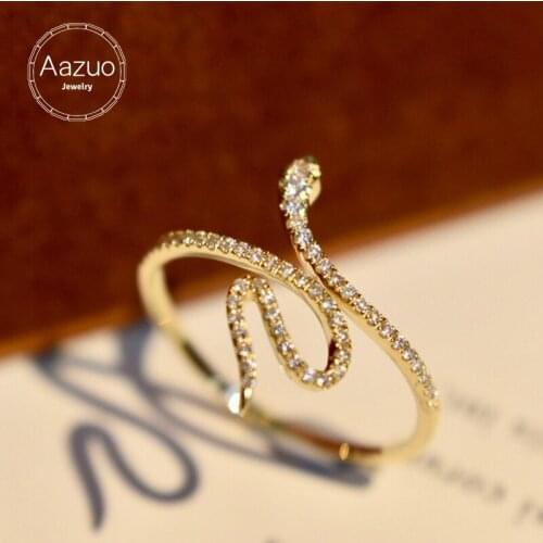 Aazuo Gold Rings For Women Genuine 18K Yellow Gold Real Natrual Diamonds Animal Snake Trendy Unique Fine Jewelry Au750