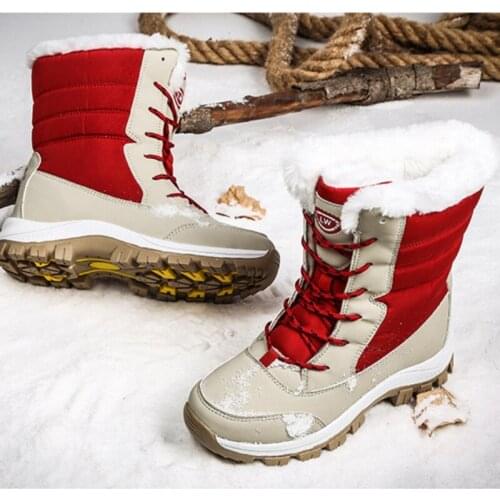 Winter new fashion high-top snow boots womens shoes thick plush plus velvet warm non-slip large size cotton shoes womens boots