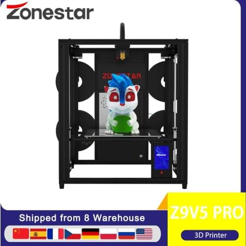 Zonestar Z9V5 PRO 3D Printer 300x300x400mm with Adjustable Four Extruder Design Mix-color Printing Auto Leveling Ultra Silent