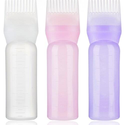 60ml Plastic Hair Dye Filling Bottle Applicator with Graduated Brush Hair Washing Bottle Hair Dry Accessory Hairdressing Tools