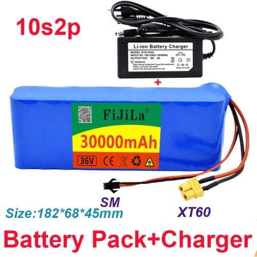 100%New 36V 30Ah10S2P 18650 Rechargeable battery pack 30000mAh,modified Bicycles,electric vehicle 42V Protection PCB+42V Charger