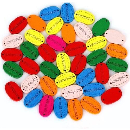 100pcs/lot Craft Wood Oval Buttons Connectors Handmade Embellishments Laser Sewing Button Chips Baby Shower 20x12mm Crafts