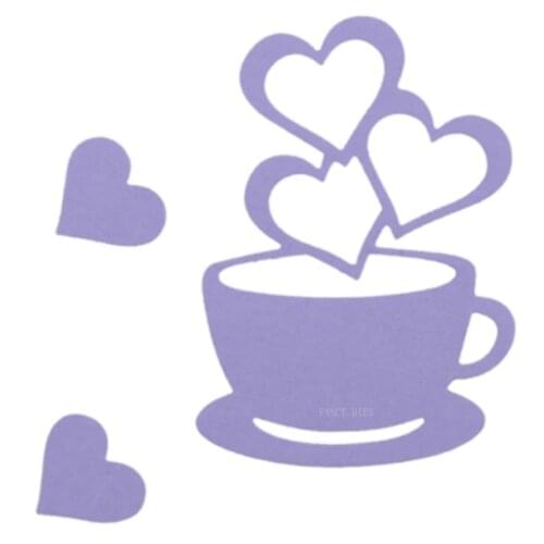 2021 Love Heart Coffee Cup Cutting Die DIY Craft Stencil Paper Card Template Cut Dies Machines on the Market