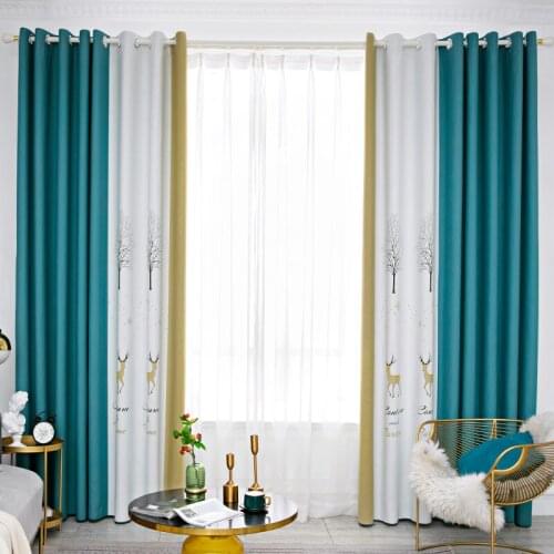 2021 Modern Blackout Curtains for Living Room Seamless Splicing Window Curtain Christmas Drapes Customized Blinds Home Decor