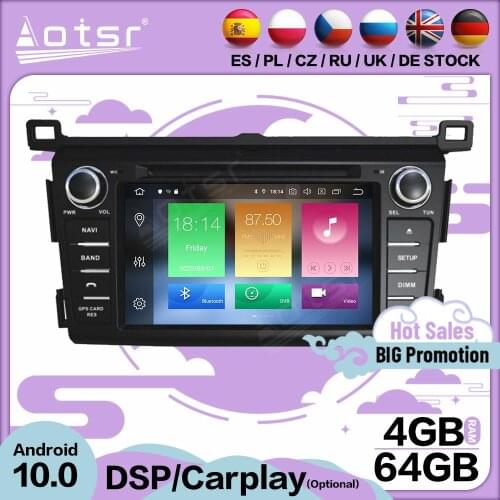 4+64GB Carplay Multimedia Stereo Android 10.0 Player For Toyota RAV4 2013 2014 2015 GPS BT Audio Radio 2 Din Receiver Head Unit