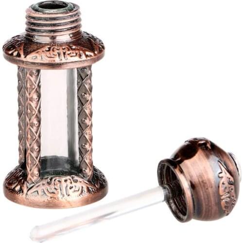 4ML Glass&Metal Antiqued Style Retro Bronze Hollow Flower Engraved Refillable Empty Perfume Container Home Decoration Bottle
