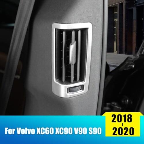 ABS Chrome Car Middle Pillar Air Conditioning Vent Outlet Cover Trim For Volvo XC60 XC90 V90 S90 2018 2019 2020 Auto Accessories