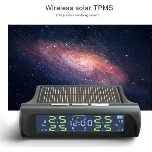 An-01d Two-in-one Clock And Tire Pressure Car Solar Tpms Clock Lcd Display Wireless Tire Pressure Monitoring System