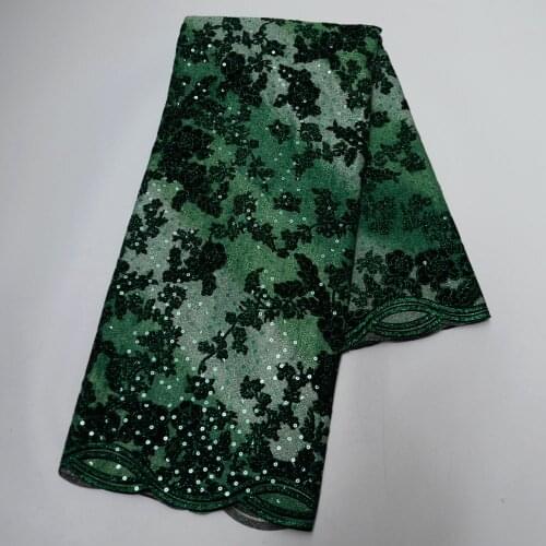 Teal Green Nigeria Aso-Ebi Big Party Lady Dress Material Heavy Turtle with Shinning Seqins 2021 Fashion Design Lace T090