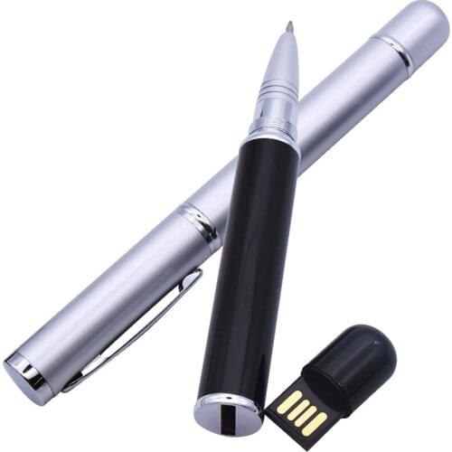 Custom Logo Flash Drive 4GB 8GB USB 2.0 Metal Pen Flash Memory Stick Ballpoint Pen Drive 64GB 32GB 16GB Pendrive Teacher Gifts