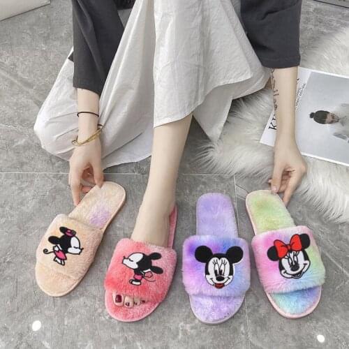 Disney childrens cartoon Mickey Mouse princess non-slip soft-soled cotton shoes student girl adult slippers thickened warm