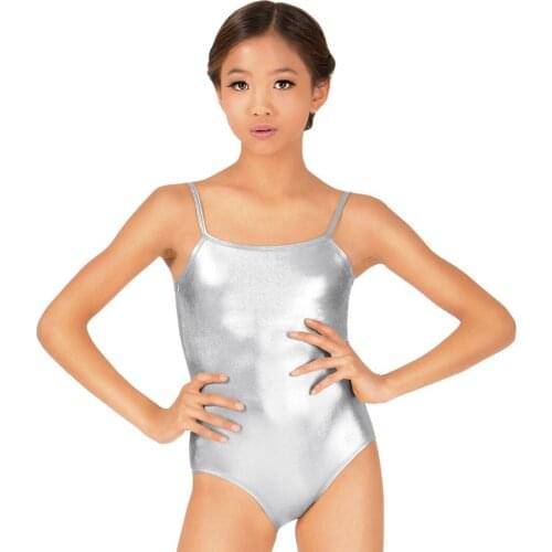 Child Metallic Camisole Ballet Dance Gymnastics Leotard Toddler Sleeveless Girls Shiny Metallic Leotard For Stage Performance