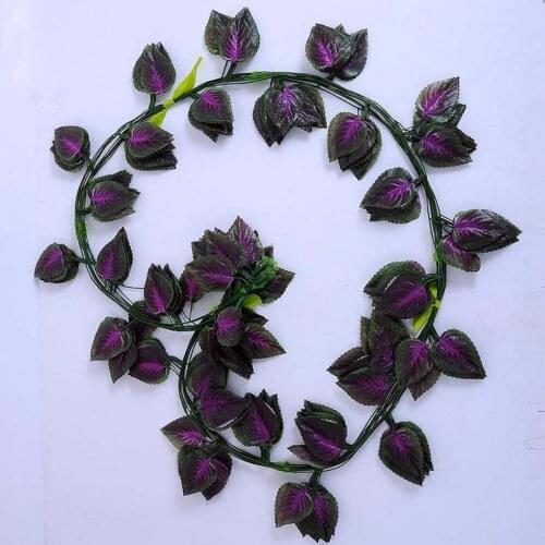 12pcs 2.4M Purple Perilla Wired Ivy Garland Silk Artificial Vine Greenery For Wedding Home Office Decoration