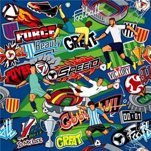 Personalized punk style polyester shirt fabric custom football printed fabric diy shirt clothing four-way stretch fabric V4