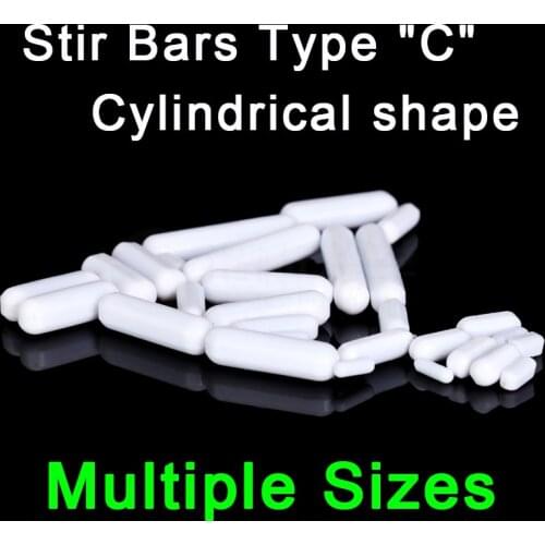 PTFE Magnetic Stirrer Stir Bar Cylindrical Type-C Magneton Stirring Mixer White Spin Bars , Multiple Sizes For Choosing , 10pcs