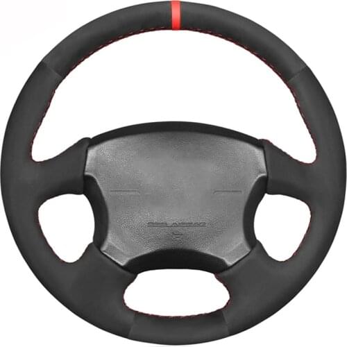 Hand-stitched Black Suede Red Marker No-slip Car Steering Wheel Cover for Subaru Impreza WRX 2002 2003 2004 Impreza WRX STI 2004