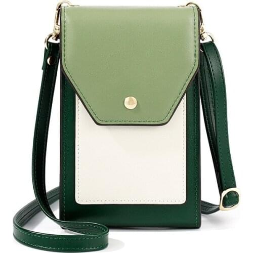 Fashion Brand Women Mini Cell Phone & Card Pouch Wallet Small Casual Color Contrast Flap Shoulder Bag